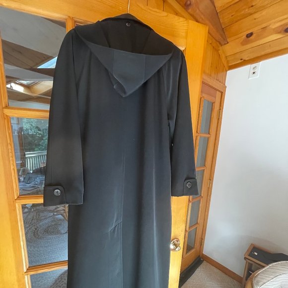 GALLERY BRAND BLACK ALL WEATHER DETACHABLE HOODED LONG COAT - Picture 8 of 9